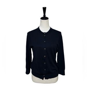 J.Crew Navy Button Front Cardigan Cashmere Blend Preppy Size M